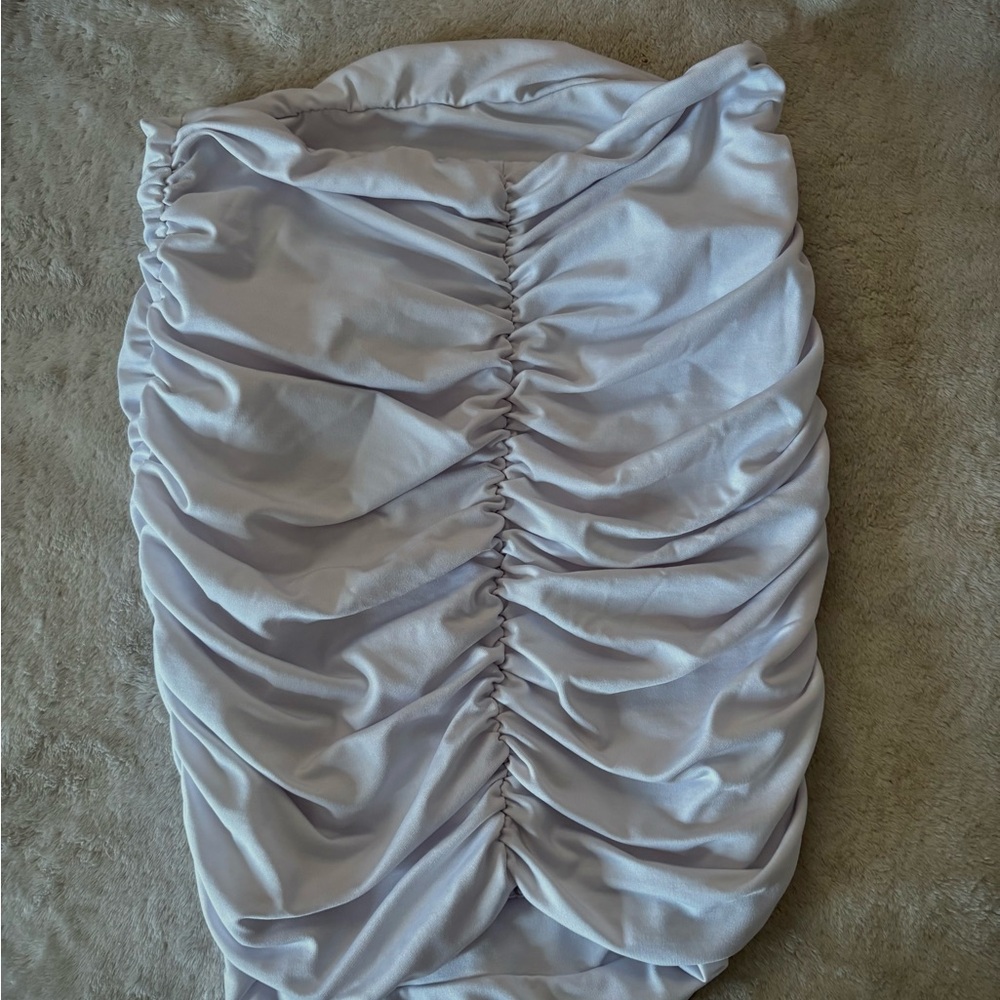 Elegant Ruched White Skirt